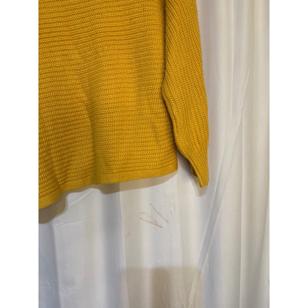 GB Medium Knit Cropped Sweater Pullover Boat Neck‎ Long Sleeve Yellow - Picture 4 of 7